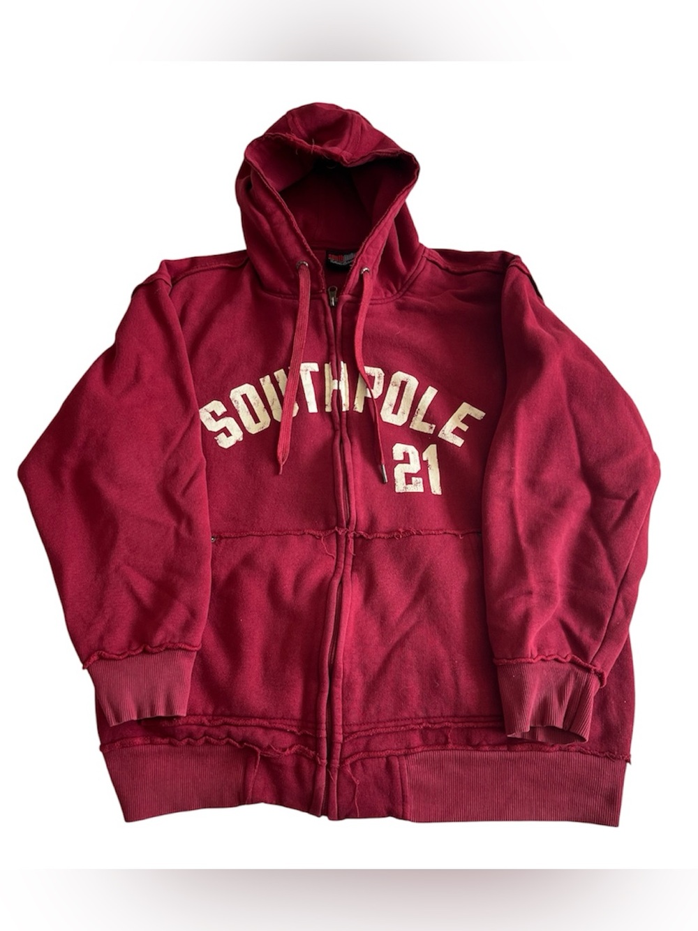 Vintage Y2K South Pole 21 Red Heavyweight Full Zip Hoodie Sweatshirt Men’s XL